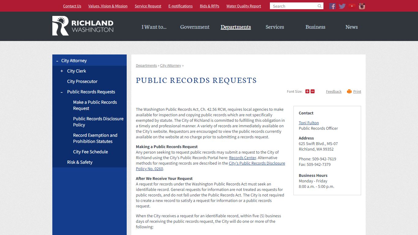 Public Records Requests | City of Richland, WA